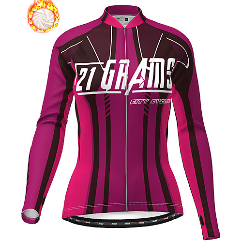 

21Grams Women's Long Sleeve Cycling Jacket Winter Fleece Fuchsia Green Bike Jacket Top Mountain Bike MTB Road Bike Cycling Thermal Warm Fleece Lining Breathable Sports Clothing Apparel / Stretchy