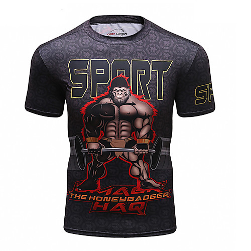 

CODYLUNDIN Men's Short Sleeve Compression Shirt Running Shirt Patchwork Tee Tshirt Top Athletic Breathable Quick Dry Moisture Wicking Gym Workout Running Active Training Jogging Exercise Sportswear