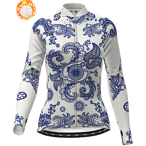 

21Grams Women's Long Sleeve Cycling Jacket Winter Fleece Polyester White Dark Blue Bike Jacket Top Mountain Bike MTB Road Bike Cycling Thermal Warm Fleece Lining Breathable Sports Clothing Apparel