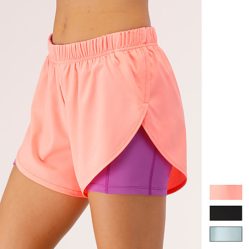 

Women's Running Shorts Athletic Bottoms 2 in 1 with Phone Pocket Liner Spandex Gym Workout Running Jogging Training Exercise Breathable Quick Dry Moisture Wicking Sport Solid Colored Black Blushing