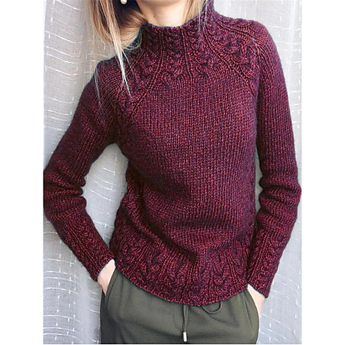 

Women's Knitted Solid Color Pullover Long Sleeve Sweater Cardigans Turtleneck Fall Winter Black Red Green