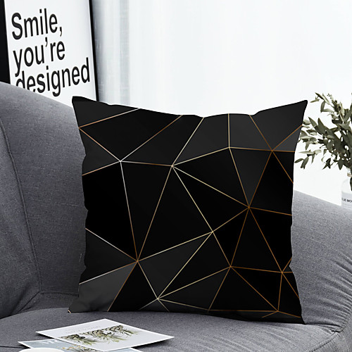 

1 pcs Polyester Pillow Cover & Insert, Geometric Simple Classic Square Zipper Polyester Traditional Classic