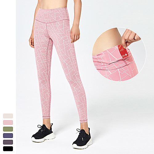 

INFLACHI Women's High Waist Running Tights Leggings Base Layer Capris Bottoms Pocket Spandex Winter Gym Workout Running Jogging Training Exercise Tummy Control Butt Lift Breathable Sport White Black