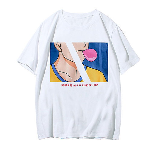 

Men's T shirt 3D Print Graphic Cartoon Letter Print Short Sleeve Daily Tops Casual Sports White