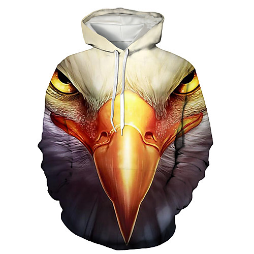 

Men's Pullover Hoodie Sweatshirt Graphic Eagle Animal Print Daily Holiday 3D Print Basic Casual Hoodies Sweatshirts White