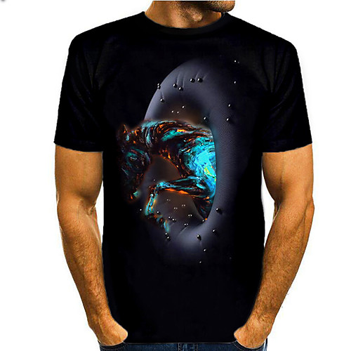 

Men's T shirt 3D Print Graphic Horse Animal Print Short Sleeve Daily Tops Basic Casual Black