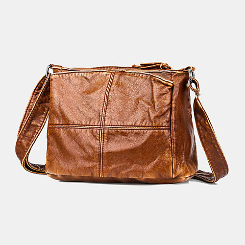 

women solid multi-pocket middle-aged vintage crossbody bag shoulder bag