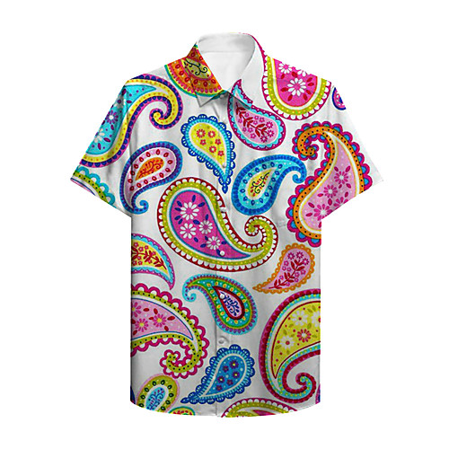 

Men's Shirt 3D Print Graphic Print Short Sleeve Daily Tops Basic Casual Rainbow