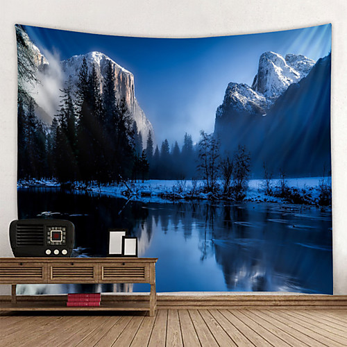

Wall Tapestry Art Decor Blanket Curtain Hanging Home Bedroom Living Room Decoration Natural Scenery Lake Water Mountain Forest Reflection