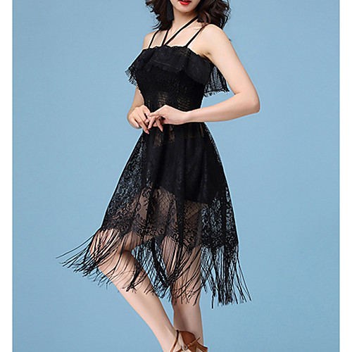 

Latin Dance Dress Lace Tassel Women's Performance Daily Wear Sleeveless Spandex