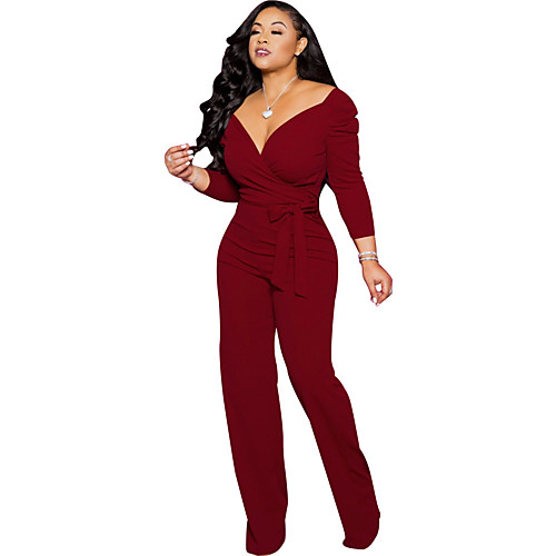 

Women's Streetwear Blue Wine Green Romper Solid Colored Patchwork
