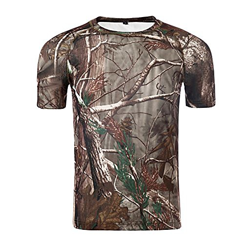 

outdoor hunting camouflage t-shirt men breathable army tactical combat t shirt military dry sport camo tees, men, tree camo