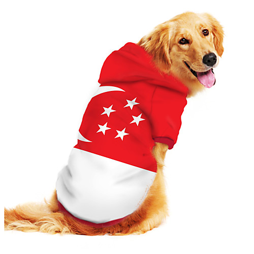 

Dog Hoodie Sweatshirt Print Flag National Flag Fashion Cool Funny Casual / Daily Outdoor Dog Clothes Puppy Clothes Dog Outfits Breathable Red Costume for Girl and Boy Dog Polyster S M L XL