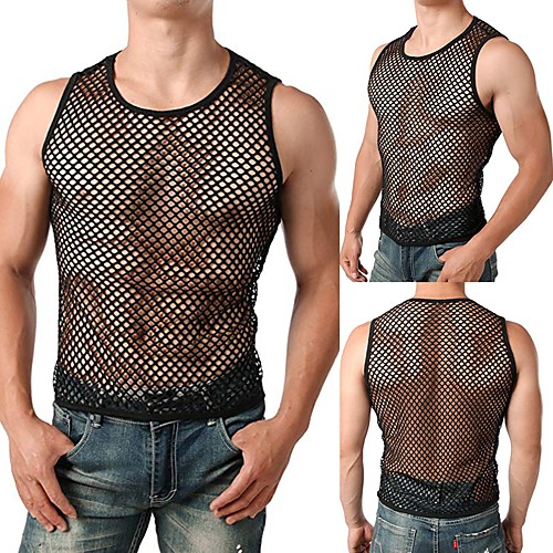 

Men's EU / US Size Touch of Sensation Round Neck Undershirt Solid Colored Mesh / 1 Piece