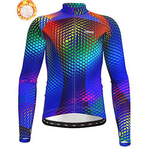 

21Grams Men's Long Sleeve Cycling Jacket Winter Fleece Blue Bike Jacket Top Mountain Bike MTB Road Bike Cycling Thermal Warm Fleece Lining Breathable Sports Clothing Apparel / Stretchy / Athleisure