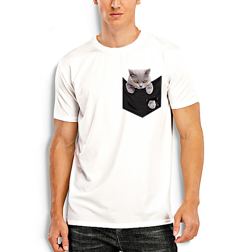 

Men's T shirt 3D Print Graphic 3D Animal Print Short Sleeve Casual Tops Simple Classic White