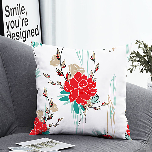 

1 pcs Polyester Pillow Cover & Insert, Floral&Plants Simple Classic Square Zipper Polyester Traditional Classic