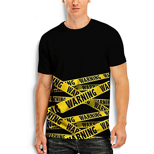 

Men's T shirt 3D Print Graphic 3D Print Short Sleeve Casual Tops Simple Classic Black