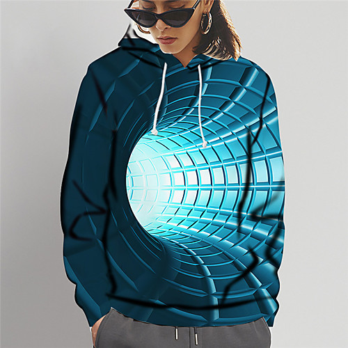 

Women's Pullover Hoodie Sweatshirt Graphic 3D Print Daily Going out 3D Print Basic Hoodies Sweatshirts Blue Red Yellow