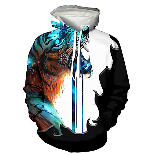 

Men's Pullover Hoodie Sweatshirt Graphic 3D Animal Print Daily 3D Print Basic Casual Hoodies Sweatshirts Black