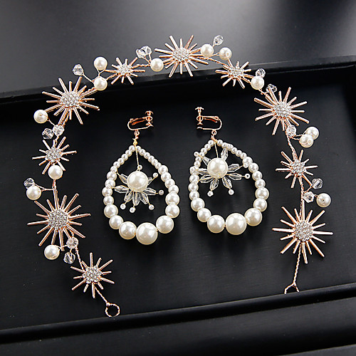 

Bridal Blinging Imitation Pearl / Alloy Headpiece with Faux Pearl / Sparkling Glitter 1 set Wedding / Birthday Headpiece