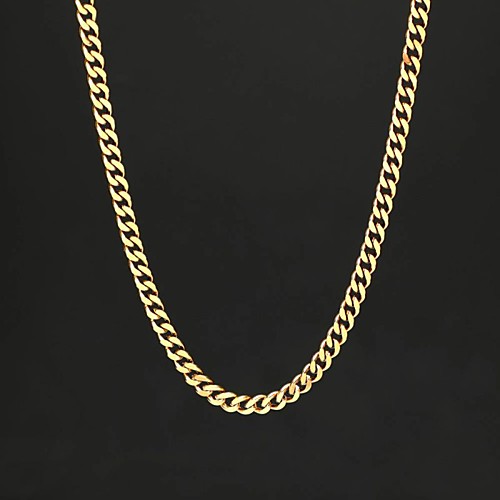 

Men's Chain Necklace Cuban Fashion Stainless Steel Black Gold Silver 55 cm Necklace Jewelry 1pc For Gift Casual Street
