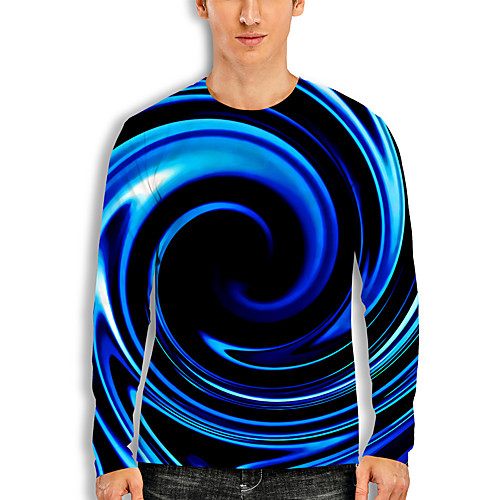 

Men's T shirt 3D Print Graphic Print Long Sleeve Daily Tops Basic Casual Black