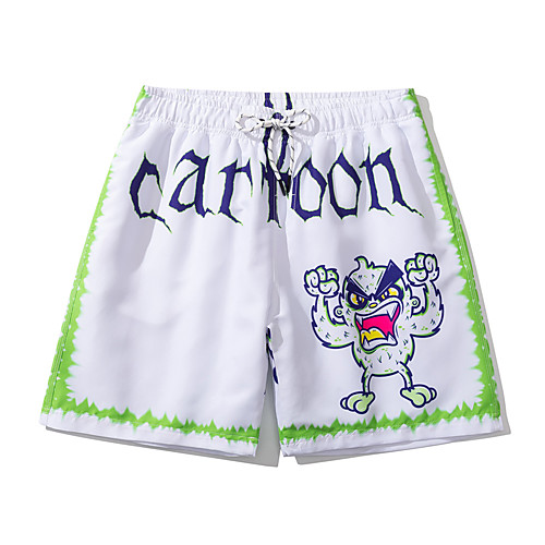 

Men's Swim Trunks Board Shorts Swimsuit Print Letter White Swimwear Bathing Suits Casual Cute / Sports