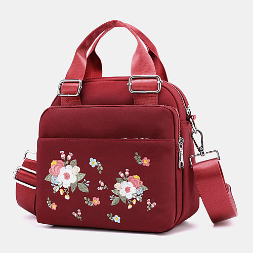 

women light weight flower embroidered crossbody bag