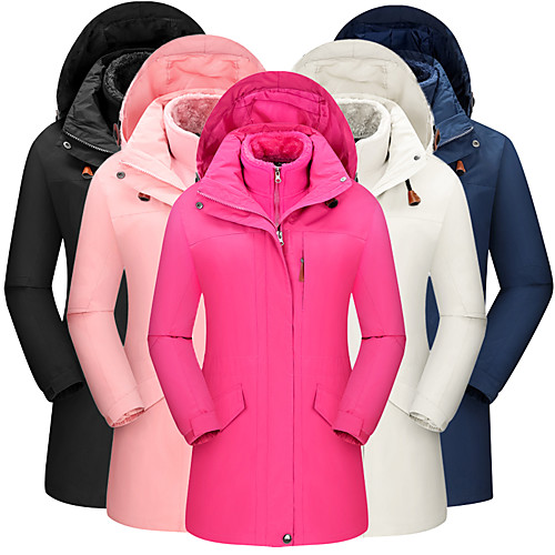 

Women's Hiking Jacket Winter Outdoor Thermal Warm Waterproof Windproof Breathable 3-in-1 Jacket Camping / Hiking Running Outdoor White Black Fuchsia Pink Royal Blue