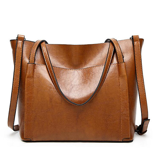 

women oil wax leather large handbag shoulder girl travel bag messenger tote