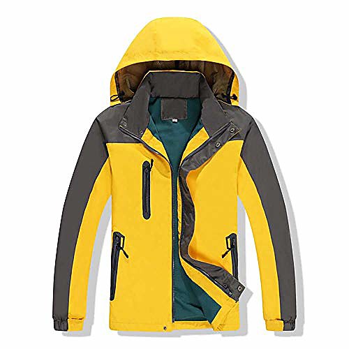 

Men's 3-in-1 Ski Jacket Waterproof Windproof Men's Plus Velvet Warm Ski Jacket Windproof Rain Jacket (Color : Yellow, Size : XXL)