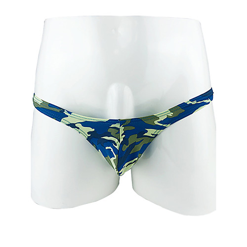 

Men's 1 Piece Print G-string Underwear - Normal Low Waist Blue Green S M L