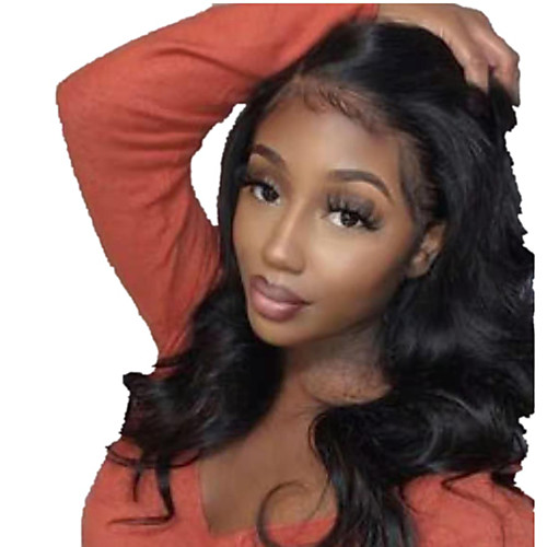 

Human Hair Lace Front Wig Free Part style Mongolian Hair Body Wave Black Wig 130% Density Classic Women Fashion Women's Short Long Medium Length Human Hair Lace Wig Clytie / Very Long