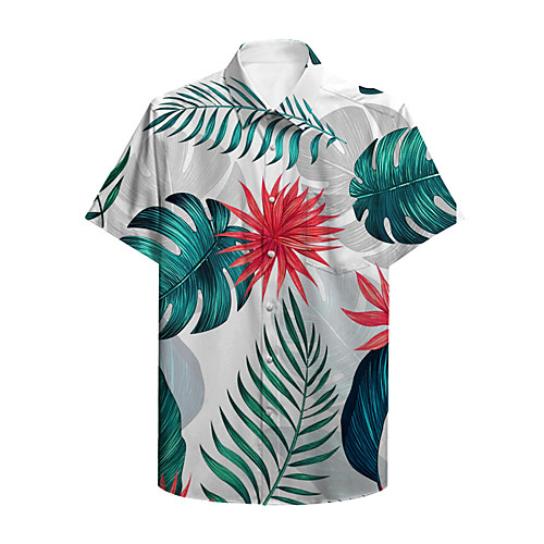 

Men's Shirt Other Prints Plants Button-Down Print Short Sleeve Casual Tops Casual Hawaiian Green