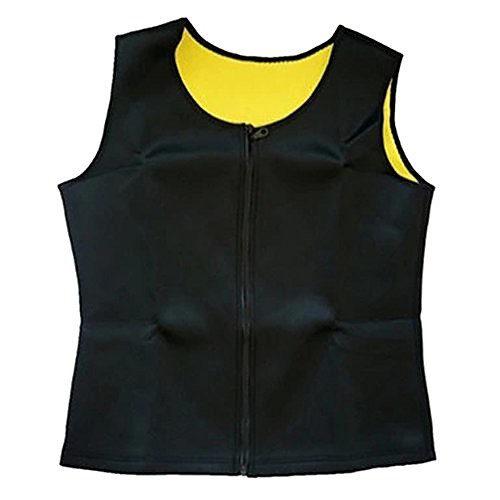 

Men's Zipper Body Shaper Workout Tank Top Slimming Neoprene Vest for Weight Loss Tummy Fat, Black 2, US L = Tag XL