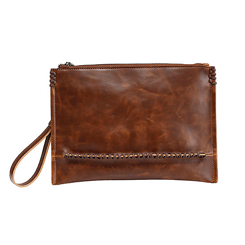 

Men's Bags PU Leather Wristlet Zipper Plain Daily Date 2021 Coffee
