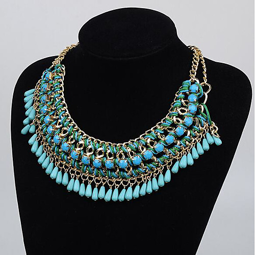 

Women's Choker Necklace Collar Necklace Tassel Pear Vintage Boho Plastic Chrome Black Blue Yellow Blushing Pink Green 45 cm Necklace Jewelry For Christmas Halloween Party Evening Street Gift