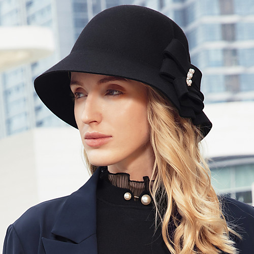 

Headwear Casual / Daily 100% Wool Hats with Rhinestone / Solid 1pc Party / Evening / Daily Wear Headpiece