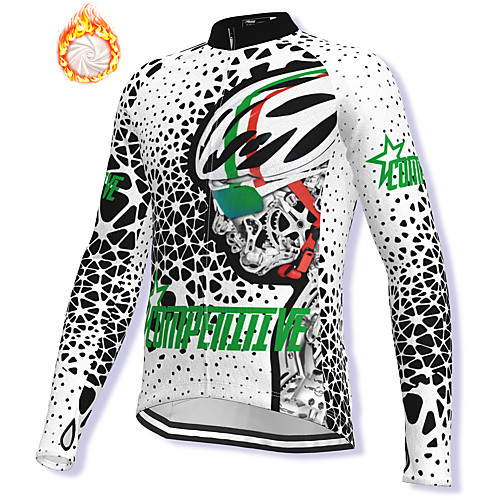 

21Grams Men's Long Sleeve Cycling Jacket Winter Fleece Spandex White Bike Jacket Mountain Bike MTB Road Bike Cycling Fleece Lining Warm Sports Clothing Apparel / Stretchy / Athleisure