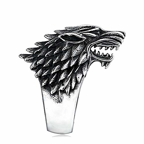 

stainless steel game thrones ice wolf house stark of winterfell biker animal ring fashion jewelry (7)