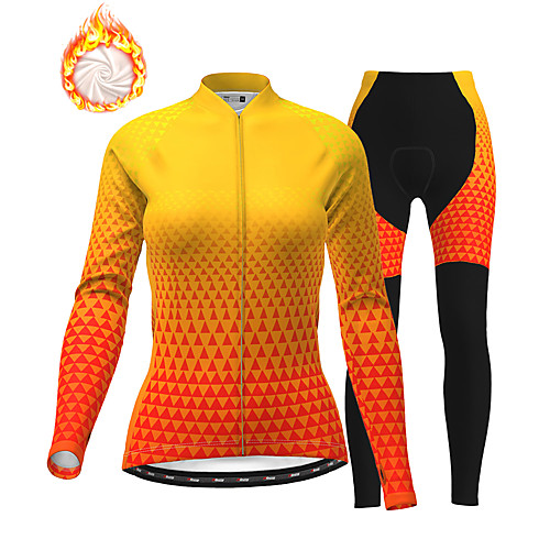 

21Grams Women's Long Sleeve Cycling Jersey with Tights Winter Fleece Polyester Orange Bike Clothing Suit Thermal Warm Fleece Lining Breathable 3D Pad Warm Sports Graphic Mountain Bike MTB Road Bike