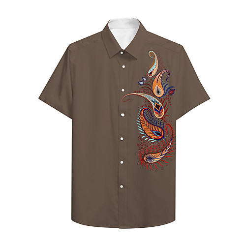 

Men's Shirt 3D Print Graphic Print Short Sleeve Daily Tops Basic Casual Brown