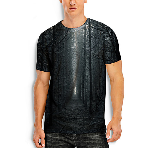 

Men's T shirt 3D Print Plants 3D 3D Print Short Sleeve Daily Tops Casual Gray