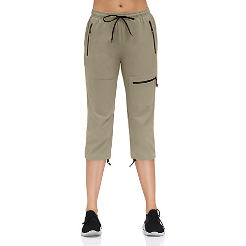 

Women's Yoga Pants Jogger Pants Side Pockets Capri Pants Breathable Quick Dry Solid Color Black Khaki Light gray Spandex Yoga Fitness Gym Workout Winter Sports Activewear Micro-elastic Slim