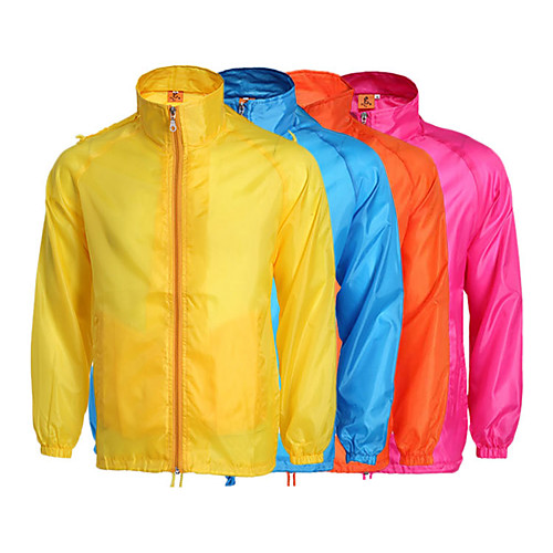 

Women's Rain Jacket Hiking Skin Jacket Hiking Windbreaker Long Sleeve Outerwear Jacket Top Outdoor Packable Lightweight UV Sun Protection Breathable Summer Solid Color Navy fluorescent green Hole blue