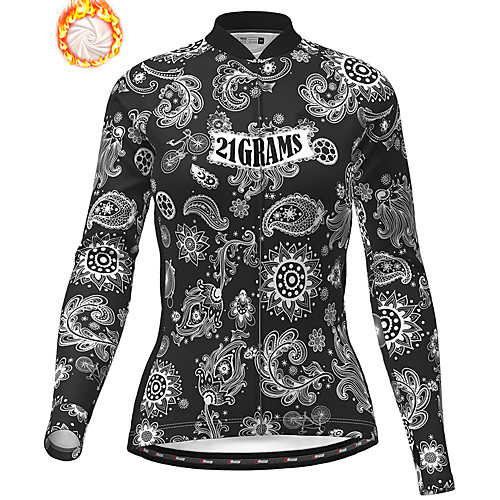 

21Grams Women's Long Sleeve Cycling Jacket Winter Fleece Black Bike Jacket Top Mountain Bike MTB Road Bike Cycling Thermal Warm Fleece Lining Breathable Sports Clothing Apparel / Stretchy / Quick Dry