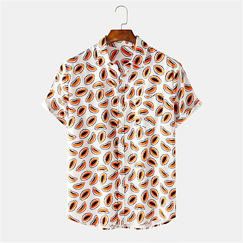 

Men's Shirt Other Prints Fruit Button-Down Print Short Sleeve Daily Tops Casual Orange