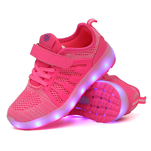 

Boys' Girls' Trainers Athletic Shoes Comfort LED Shoes USB Charging Elastic Fabric Little Kids(4-7ys) Big Kids(7years ) Daily Walking Shoes Black Pink Green Fall Spring