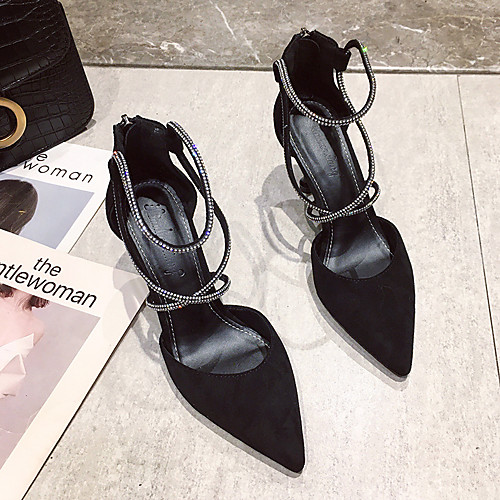 

Women's Heels Pumps Pointed Toe Casual Daily Walking Shoes Suede Solid Colored Almond Black